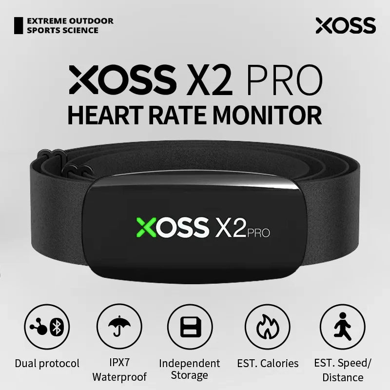 XOSS X2 Pro Heart Rate Monitor Sensor – Rechargeable with Data Storage for Swimming, Running, Cycling, and Fitness