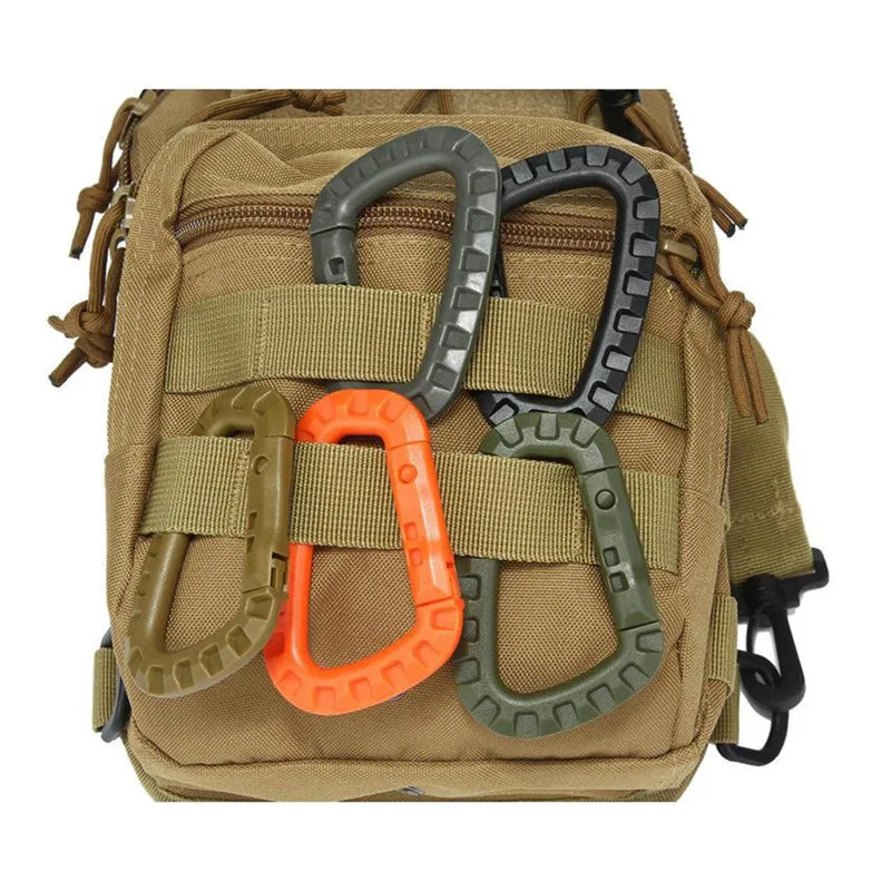 4Pcs Tactical Carabiner Set - Plastic Steel Grimlock Quick Hook Keychain for Webbing, Backpack, and Outdoor Use