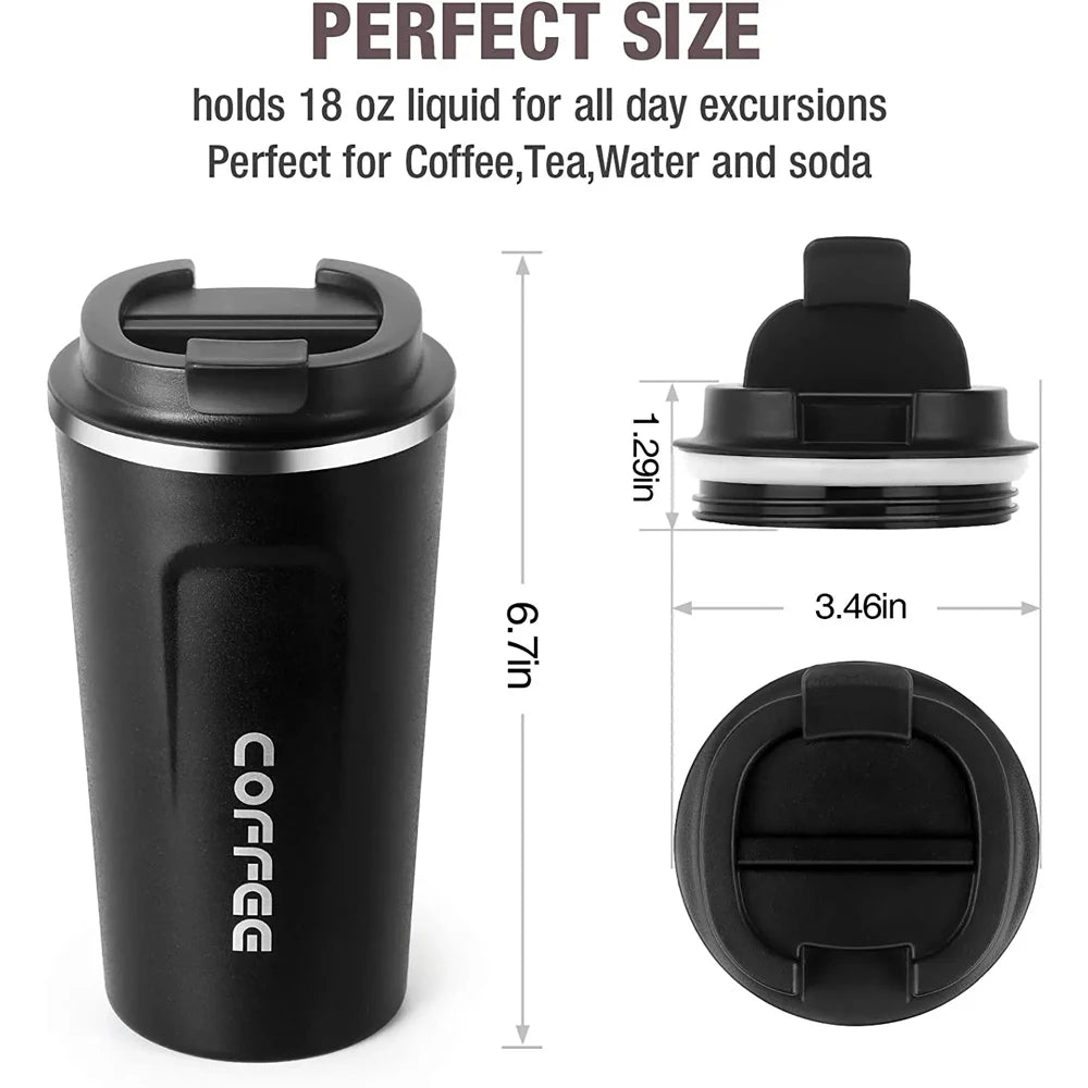 Watersy Stainless Steel Thermal Travel Mug – 380ML/510ML Leakproof Insulated Coffee Cup for Tea and Drinks