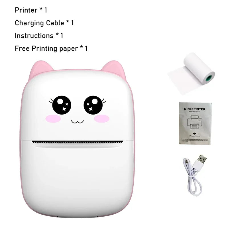 Mini Cat Portable Thermal Printer - Wireless Bluetooth Photo & Label Printer for Android and iOS (58mm)