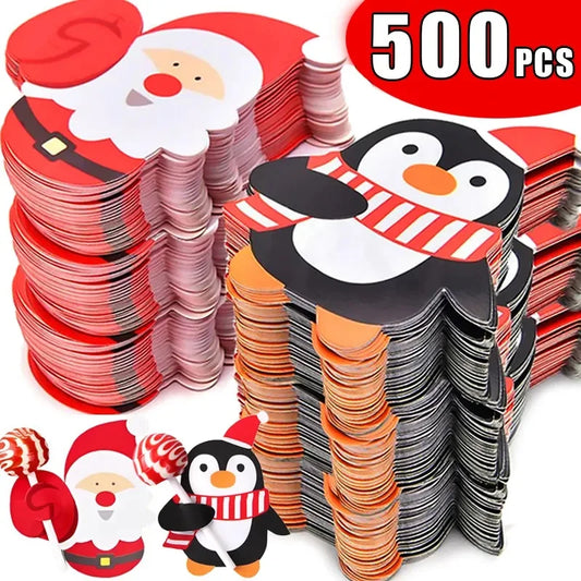 Christmas Lollipop Gift Cards for Christmas 2024 | Cartoon Santa, Snowman & Penguin