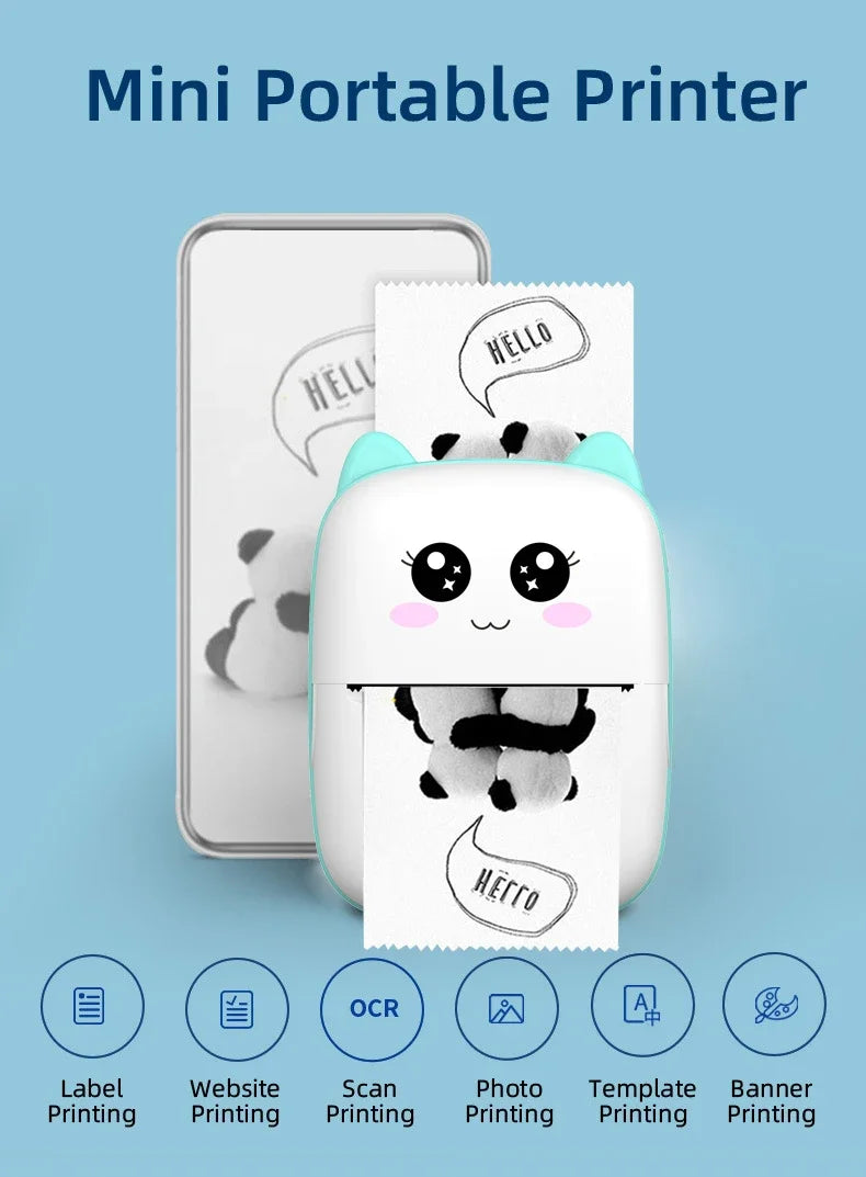 Mini Cat Portable Thermal Printer - Wireless Bluetooth Photo & Label Printer for Android and iOS (58mm)