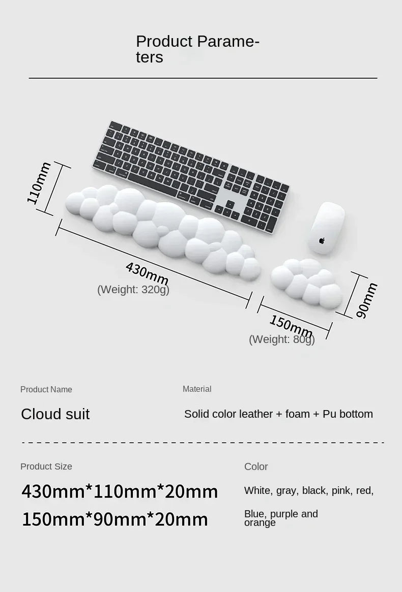 Cloud Memory Foam Mouse Pad with Wrist Rest for Keyboard