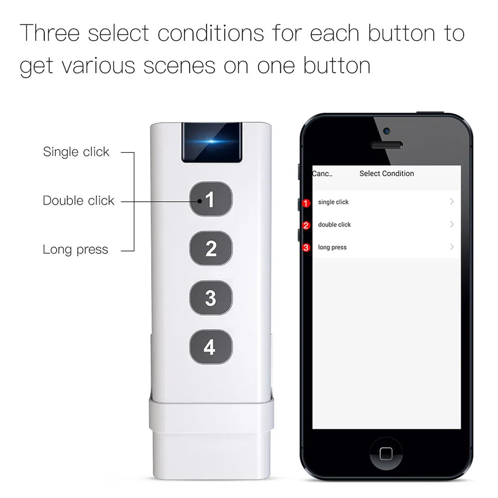 Tuya ZigBee Smart Scene Switch – 1-4 Gang Portable Mini Remote Control for Smart Home Automation