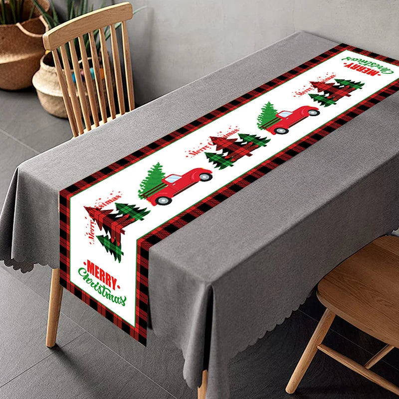 Christmas Table Runner - Merry Christmas Home Decoration Tablecloth Cover for Xmas, New Year Party, and Gifts 2024