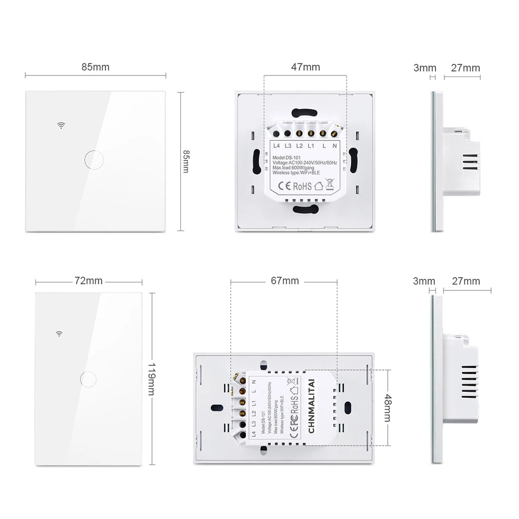 For Apple Homekit Touch Switch WIFI Smart Home Automation Wall Light Switch Interruptor Inteligenter 1/2/3Gang Siri VoiceControl