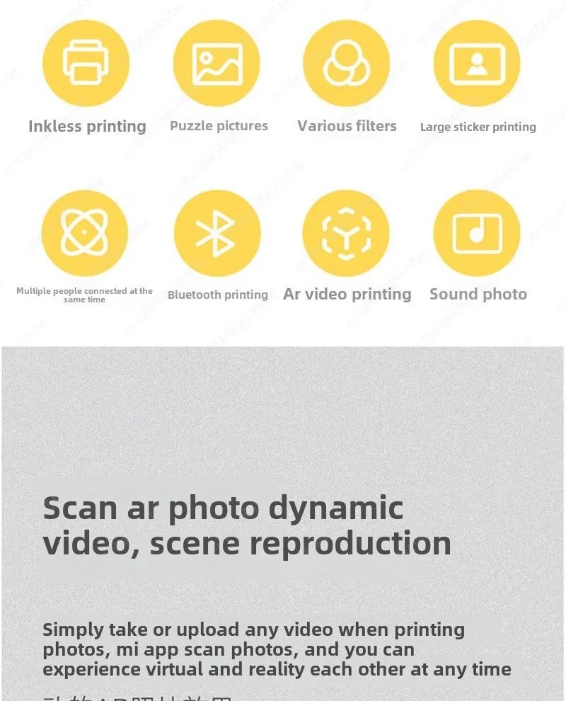 Xiaomi Mijia Pocket Photo Printer Home Portable Mobile Phone Bluetooth Connection Scan AR Photo  ID Photo Headshot Printer