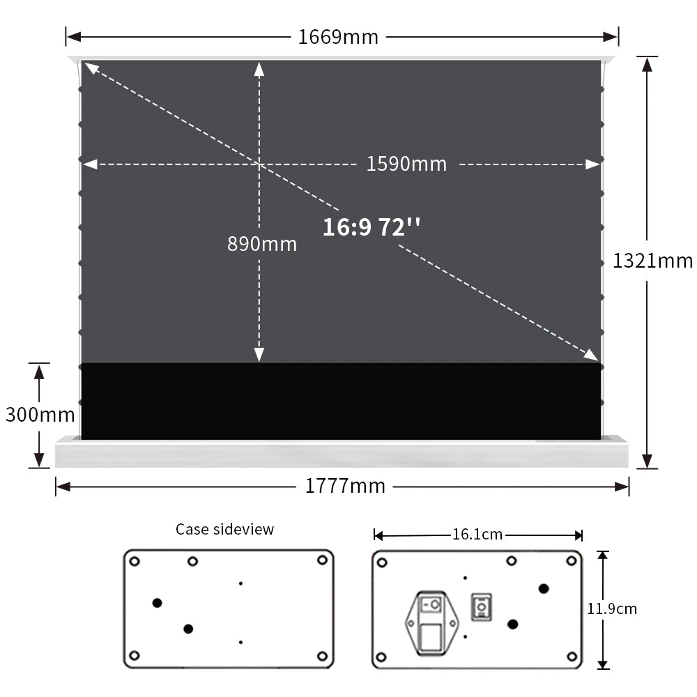 120 inch Laser TV ALR Projector Screen Motorized Floor Rising PET Crystal UST ALR Projection Screen For 4K Ultra Short Projector