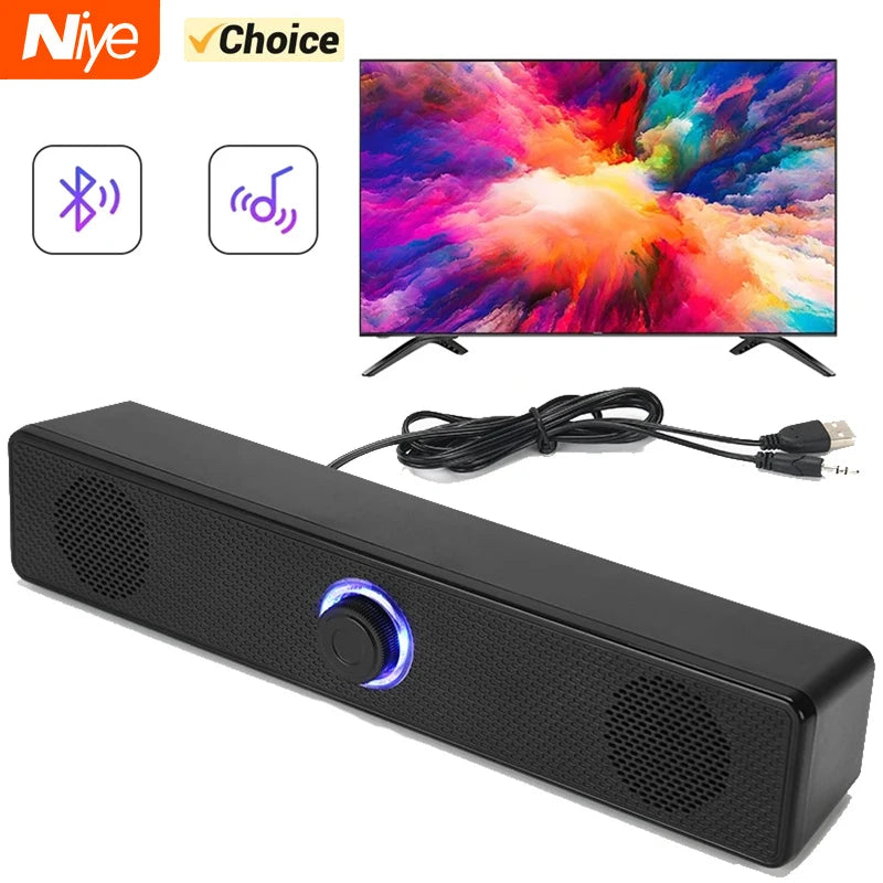 Niye PC Soundbar - Wired & Wireless Bluetooth Speaker, USB Powered, Surround Sound for TV, PC, Laptop, Gaming, Home Theater