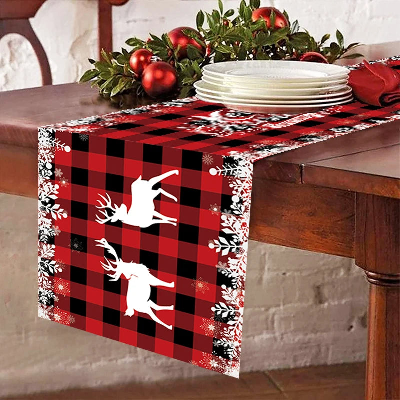 Christmas Table Runner - Merry Christmas Home Decoration Tablecloth Cover for Xmas, New Year Party, and Gifts 2024