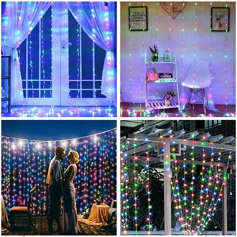 3M LED Curtain String Lights - USB Fairy Garland Lamp with 8 Modes for Home, Garden, Christmas 2024, Party, New Year, and Wedding Decoration