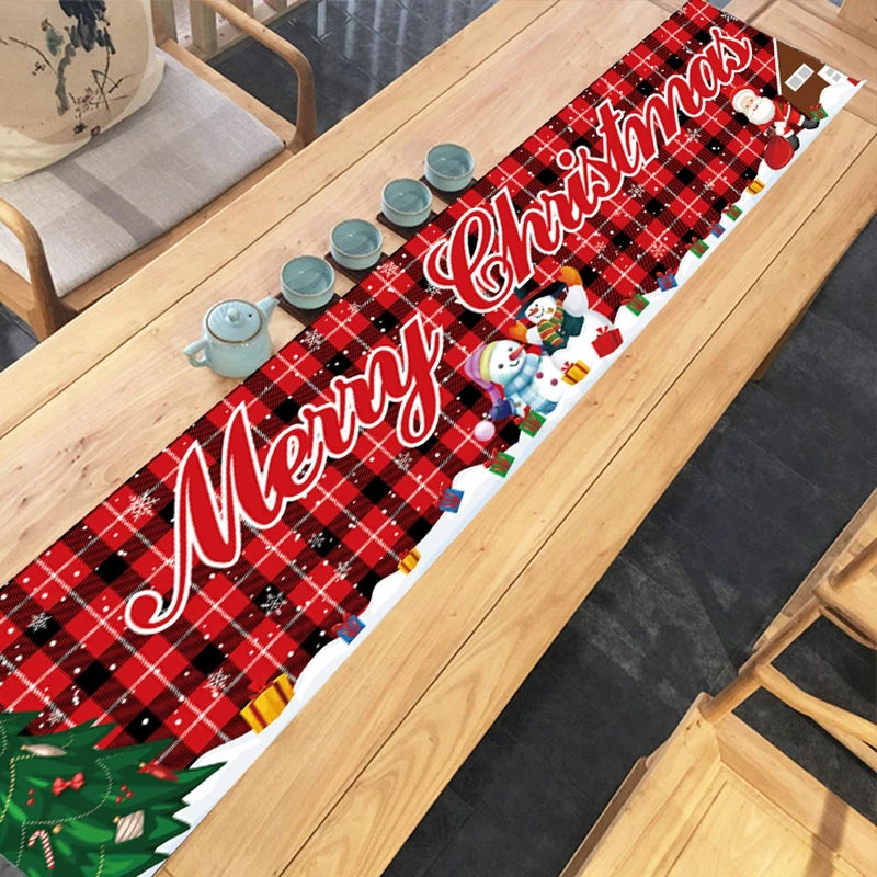 Christmas Table Runner - Merry Christmas Home Decoration Tablecloth Cover for Xmas, New Year Party, and Gifts 2024