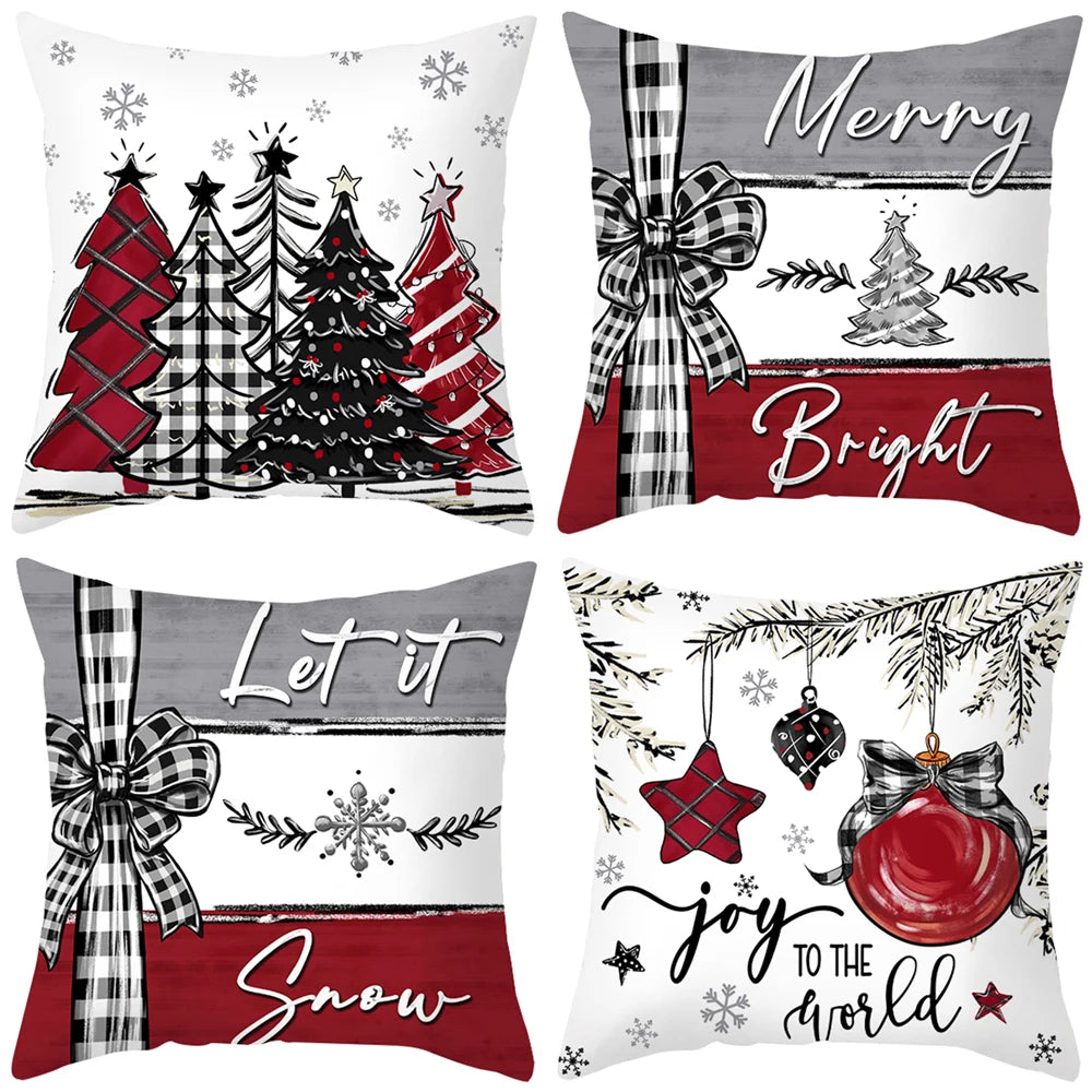 45cm Christmas Cushion Cover - Festive Pillowcase for Home Decor, Xmas, New Year, and 2024 Holiday Decorations