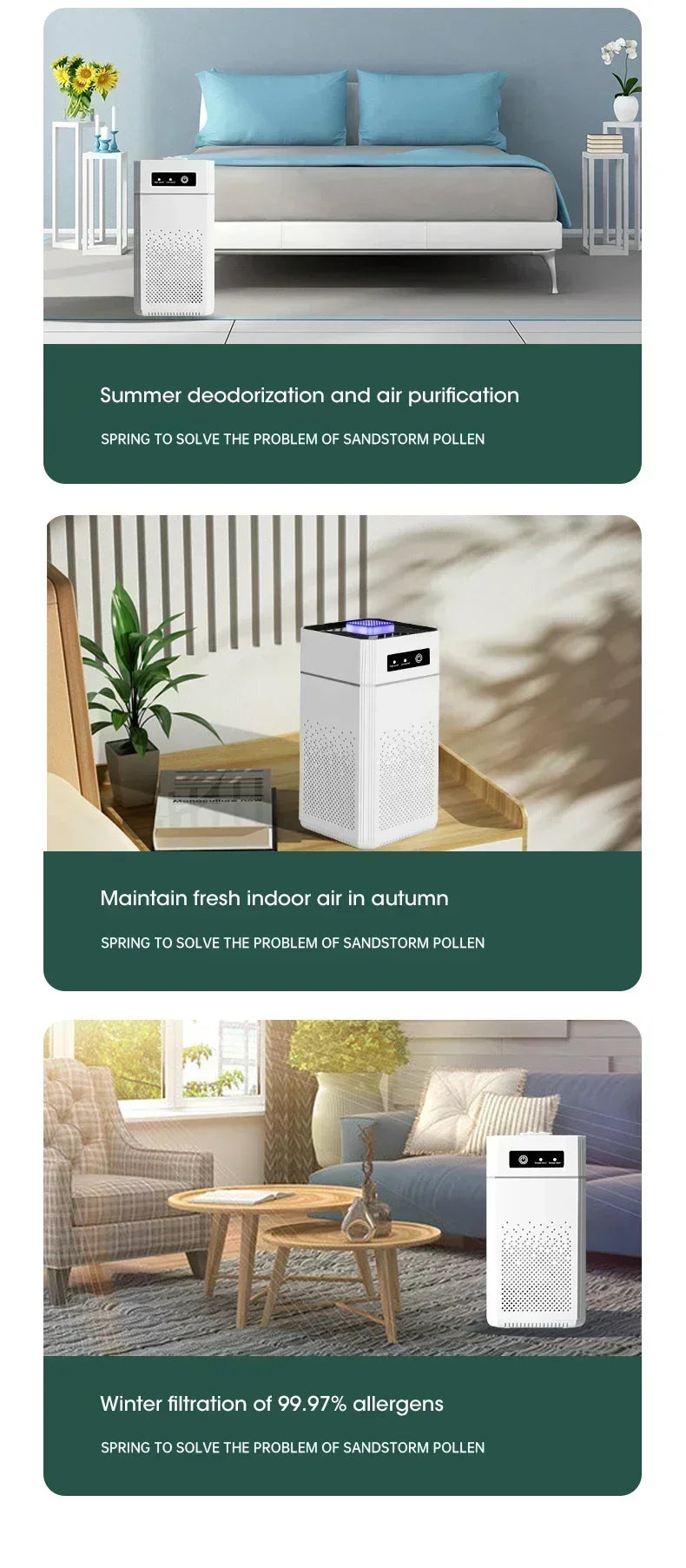 Air Purifier Smoke Odor Negative Ion Generator Air Cleaner for Household HEPA Filter Efficient Purifying Air Smart Formaldehyde