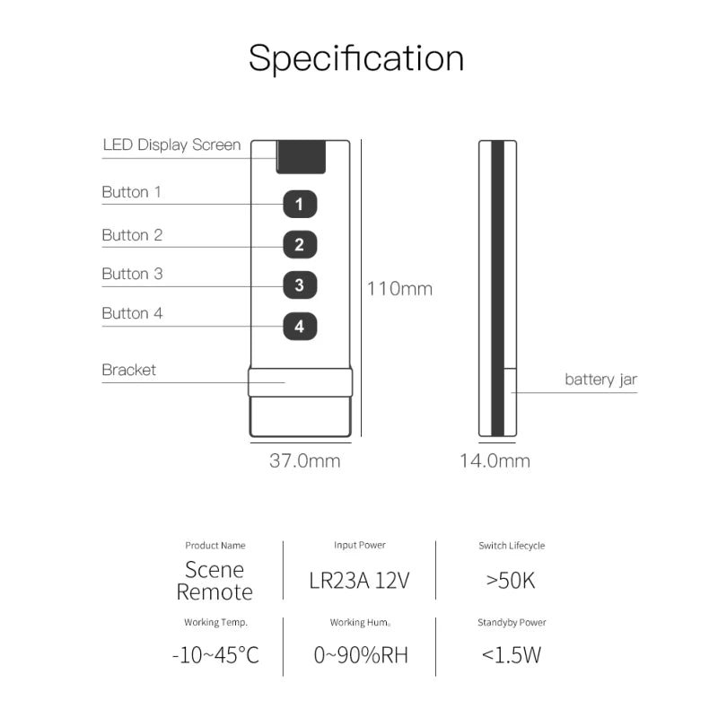 Tuya ZigBee Smart Scene Switch – 1-4 Gang Portable Mini Remote Control for Smart Home Automation