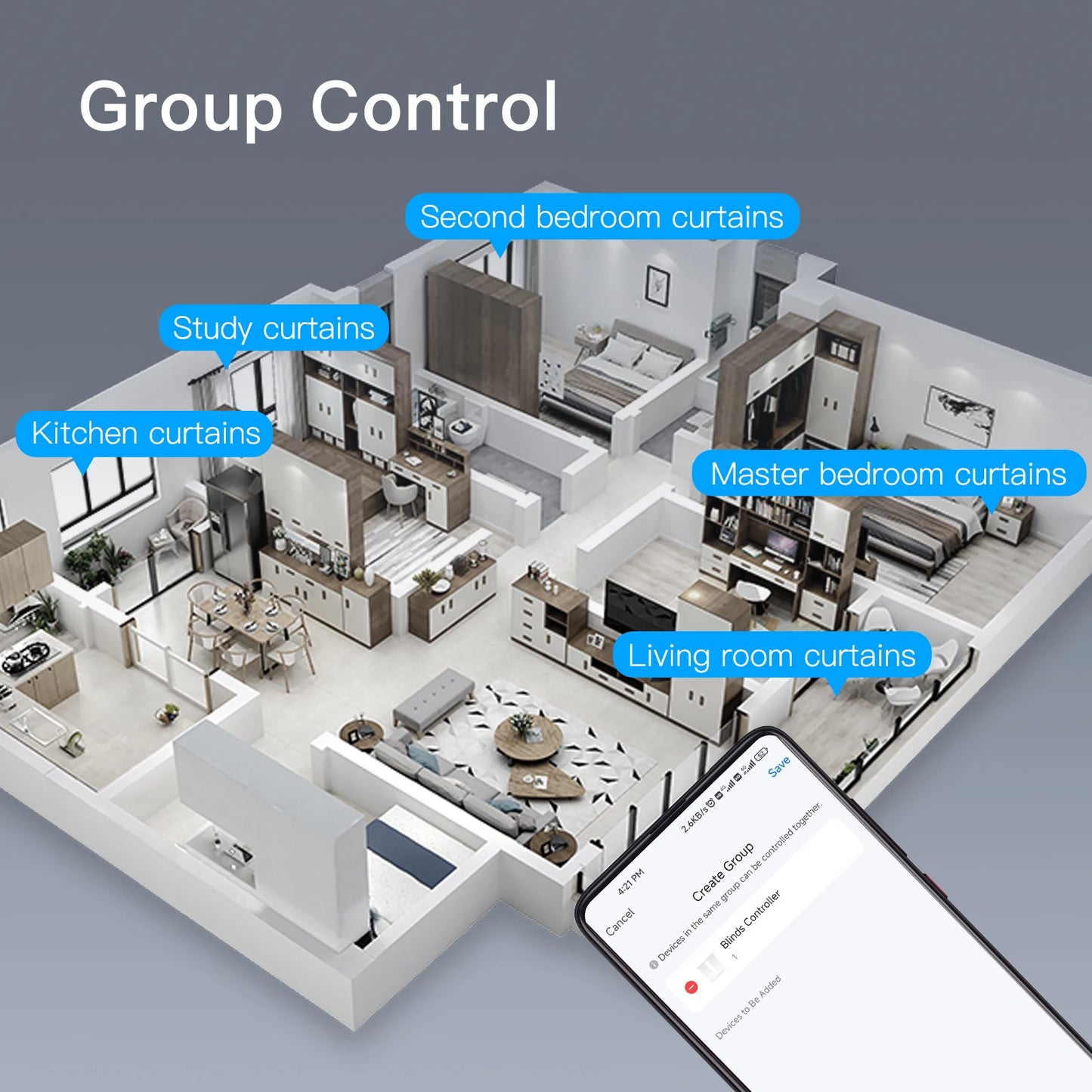 Tuya WiFi Smart Motor for Electric Roller Blinds & Shades - RF Remote Kit, Smart Life App Control, Compatible with Alexa/Google Home