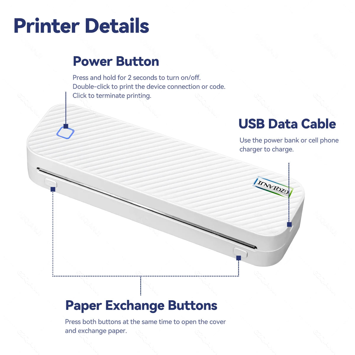 GZQIANJI GZMA412 Inkless Portable A4 Thermal Printer – Bluetooth PDF, Excel, Word Document Printing Machine with Paper Roll for Office, Home, and School Use