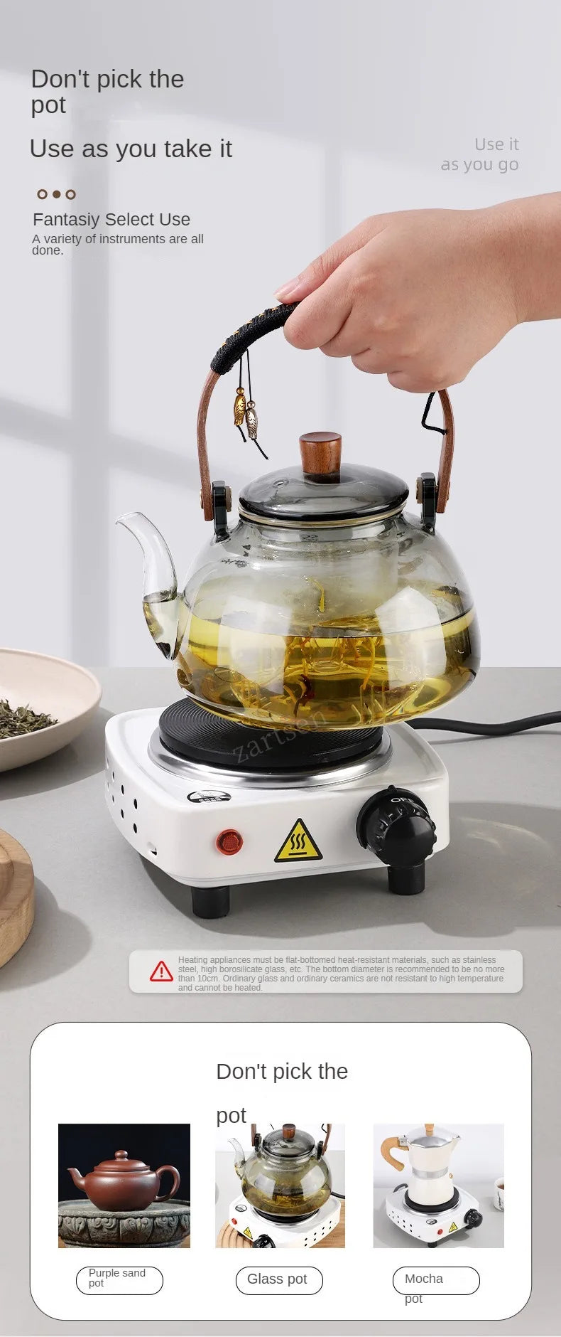 500W Electric Tea Warmer Stove Portable Cast Iron Hot Plate Coffee Milk Heater Adjustable Temperatur Induction Cooker