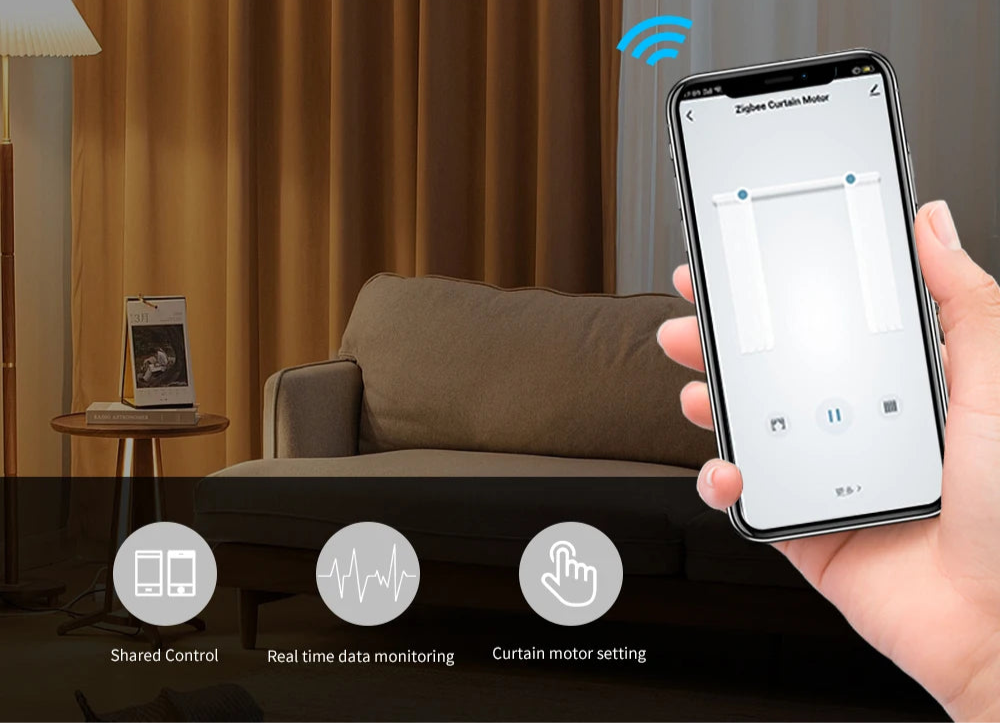 Smart Tuya WiFi/Zigbee Electric Curtain Motor with RF Remote - 22.5CM, App Control, Compatible with Alexa, Google Assistant, and SmartThings