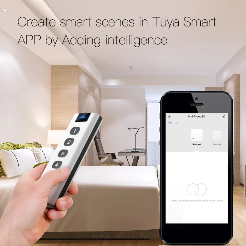 Tuya ZigBee Smart Scene Switch – 1-4 Gang Portable Mini Remote Control for Smart Home Automation