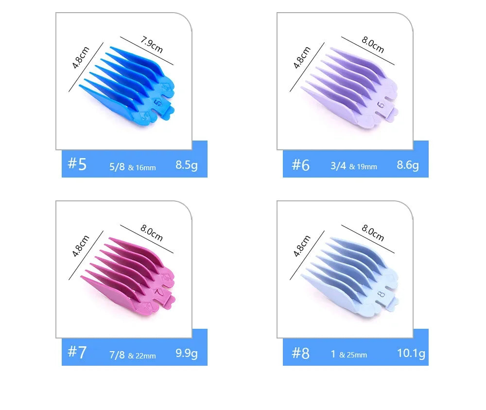 Barber Top 10Pcs/Bag Universal Hair Clipper Limit Comb Guides – Adjustable Trimmer Guards Attachment Set (3-25mm) - Colorful Styling Accessory