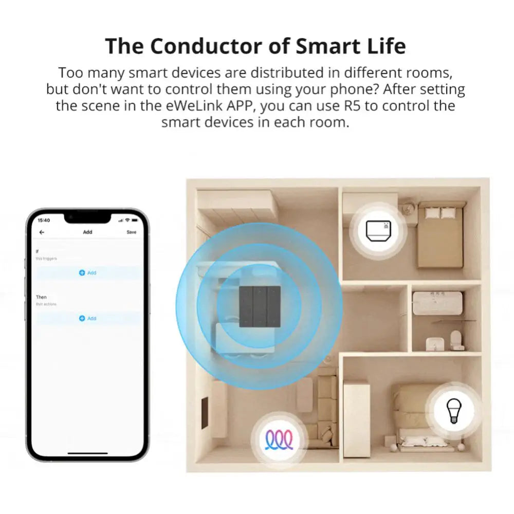 SONOFF SwitchMan R5 Scene Controller 6-Key Free-Wiring Smart Home EWeLink Automation Kits Works SONOFF M5 / MINIR3 Switch Esp32