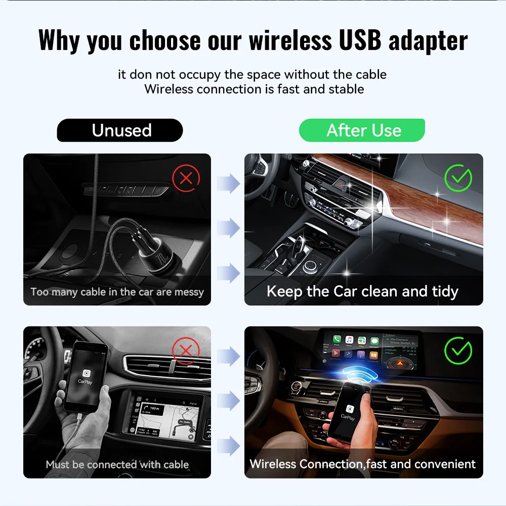 XUDA Wireless CarPlay & Android Auto Adapter, Fast WiFi Plug-and-Play Mini Box for Nissan and Universal Compatibility