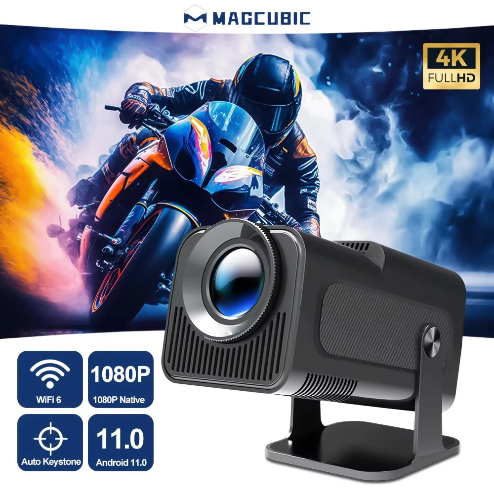 Magcubic HY320 4K Projector | 390 ANSI Lumens, Native 1080P, Android 11, Dual WiFi6, BT5.0, Portable Cinema for Outdoor & Home