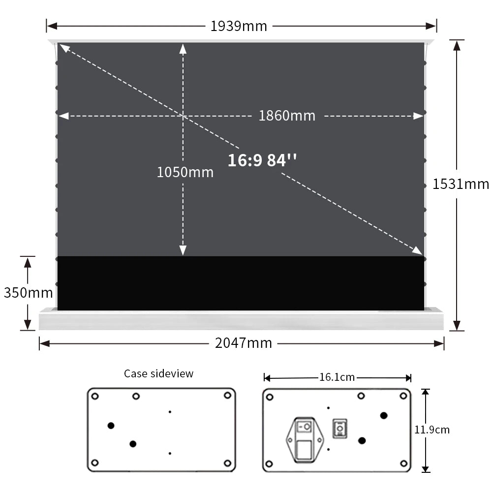 120 inch Laser TV ALR Projector Screen Motorized Floor Rising PET Crystal UST ALR Projection Screen For 4K Ultra Short Projector