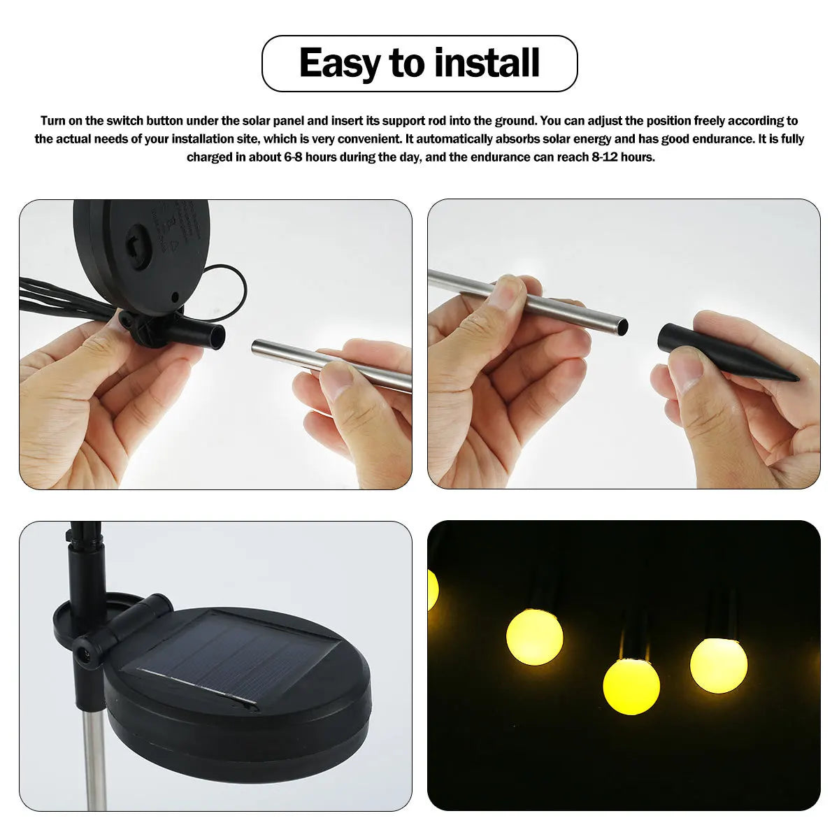 6/8/10 LED Solar Firefly Garden Lights - Outdoor Waterproof Swaying Solar Lights for Patio and Pathway Decoration