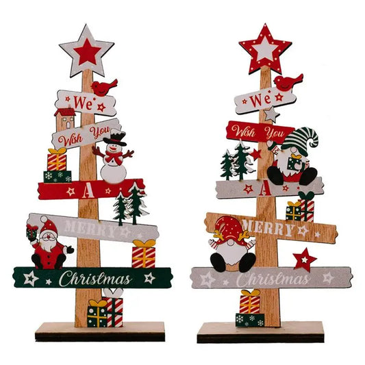 Desktop Christmas Tree with Santa Claus - DIY Wooden Plaque Xmas Decorations for Christmas 2024, New Year Party & Gifts