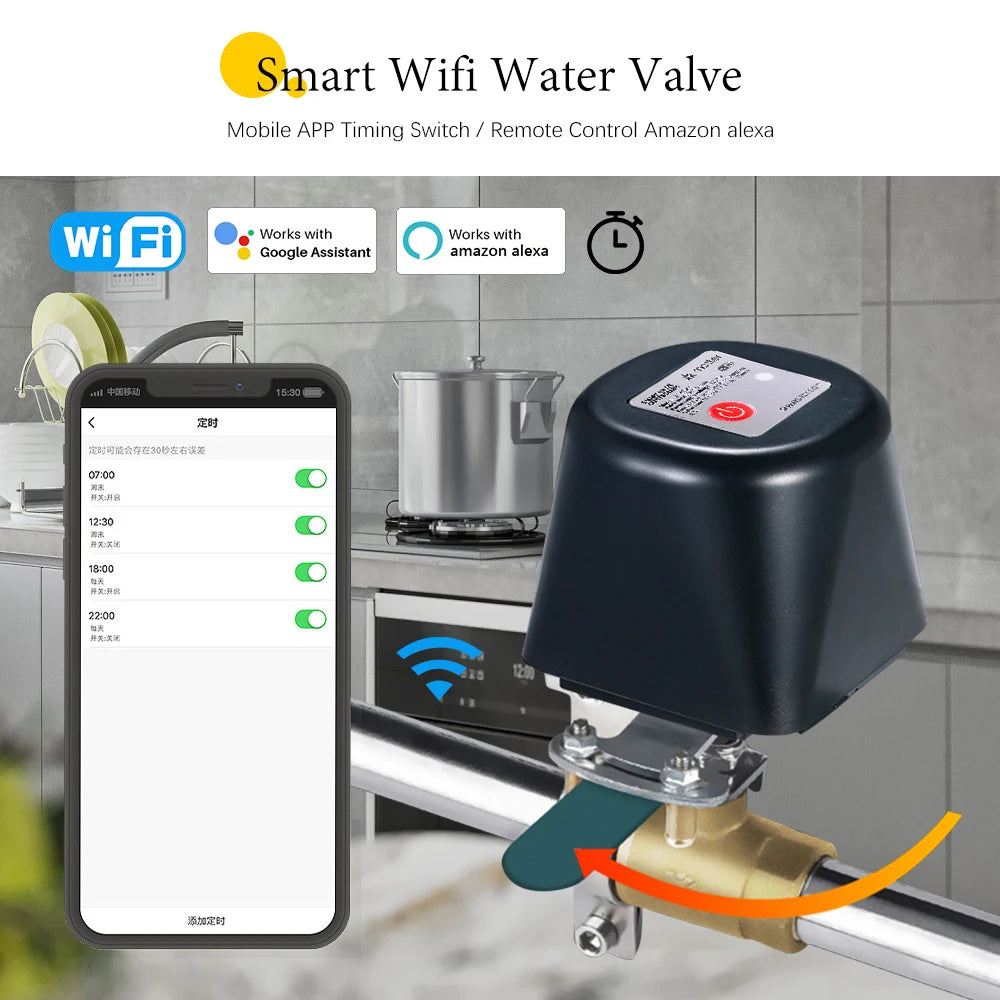Matter/Tuya WiFi Water Valve Gas Shutoff Controller Smart Water/Gas Automation Manipulator Work With Alexa Google Home Homekit