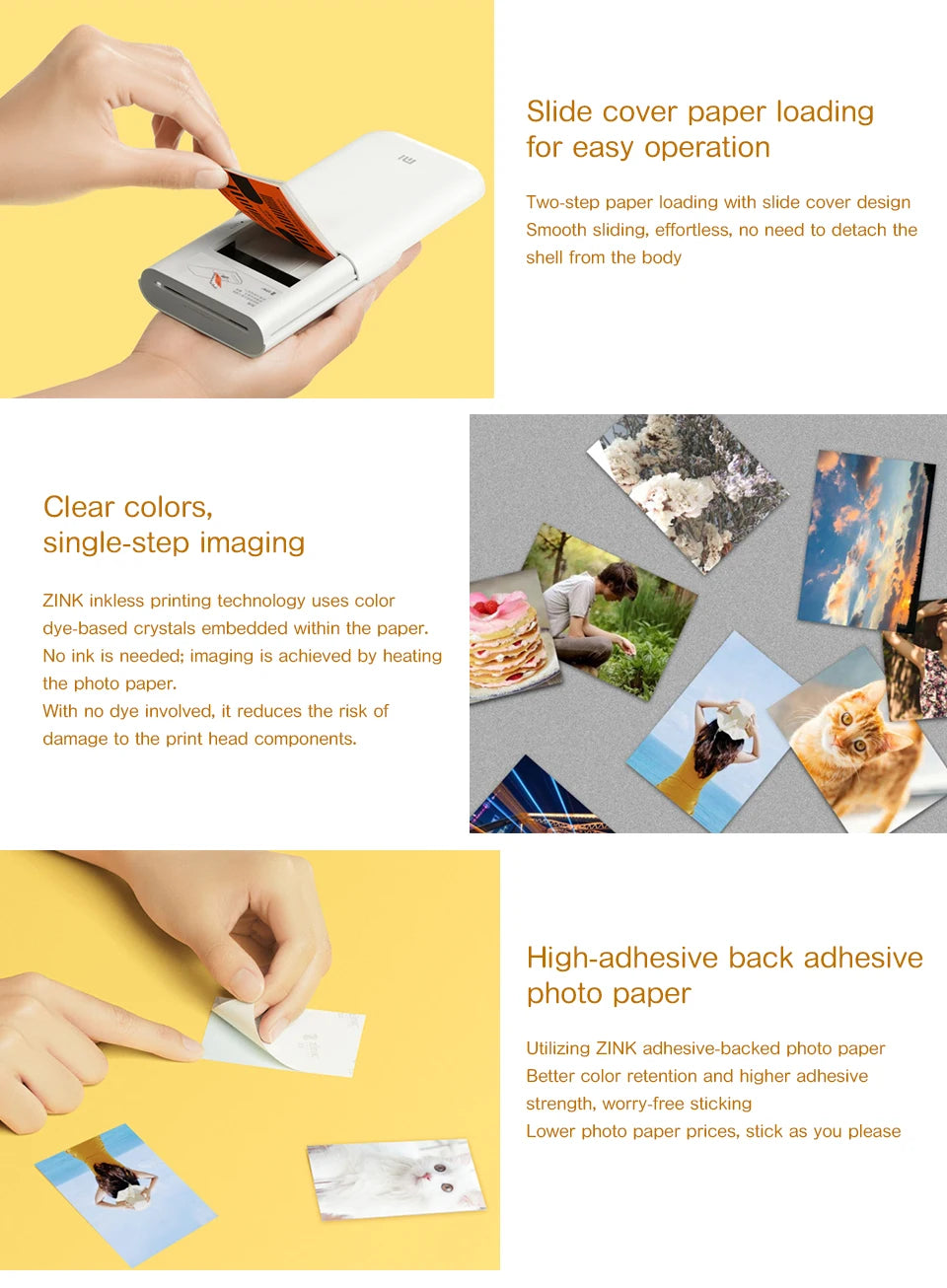 Xiaomi Portable Mini Pocket Photo Printer | Wireless Bluetooth Thermal Printer with AR Video and ZINK Self-Adhesive Color Paper