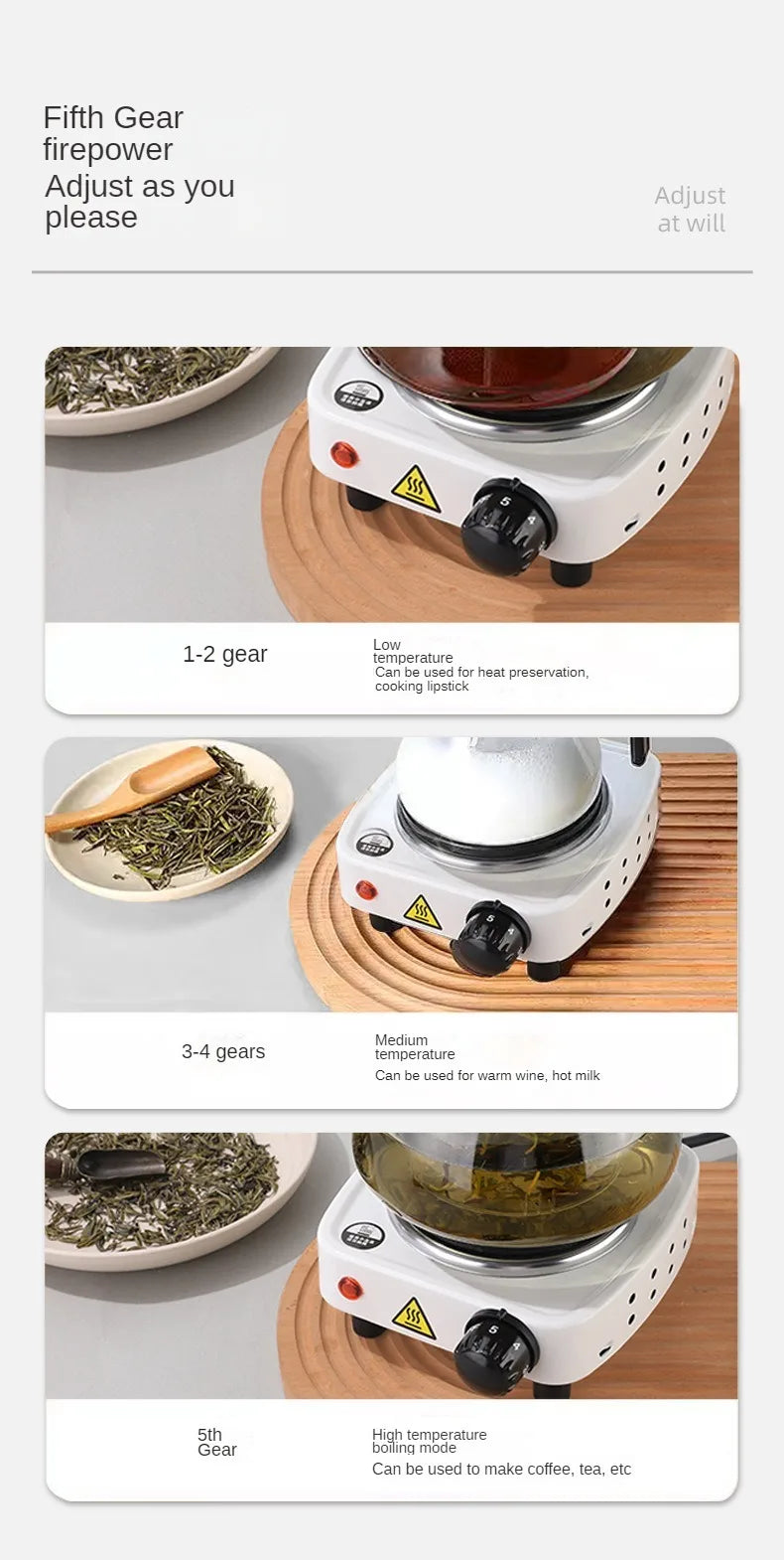 500W Electric Tea Warmer Stove Portable Cast Iron Hot Plate Coffee Milk Heater Adjustable Temperatur Induction Cooker