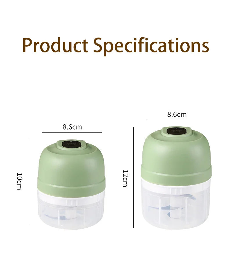 Electric Garlic Purer 100/250ML Mini Electric Garlic Chopper USB Charging Ginger Vegetable Cutter Food Chopper Kitchen Tools