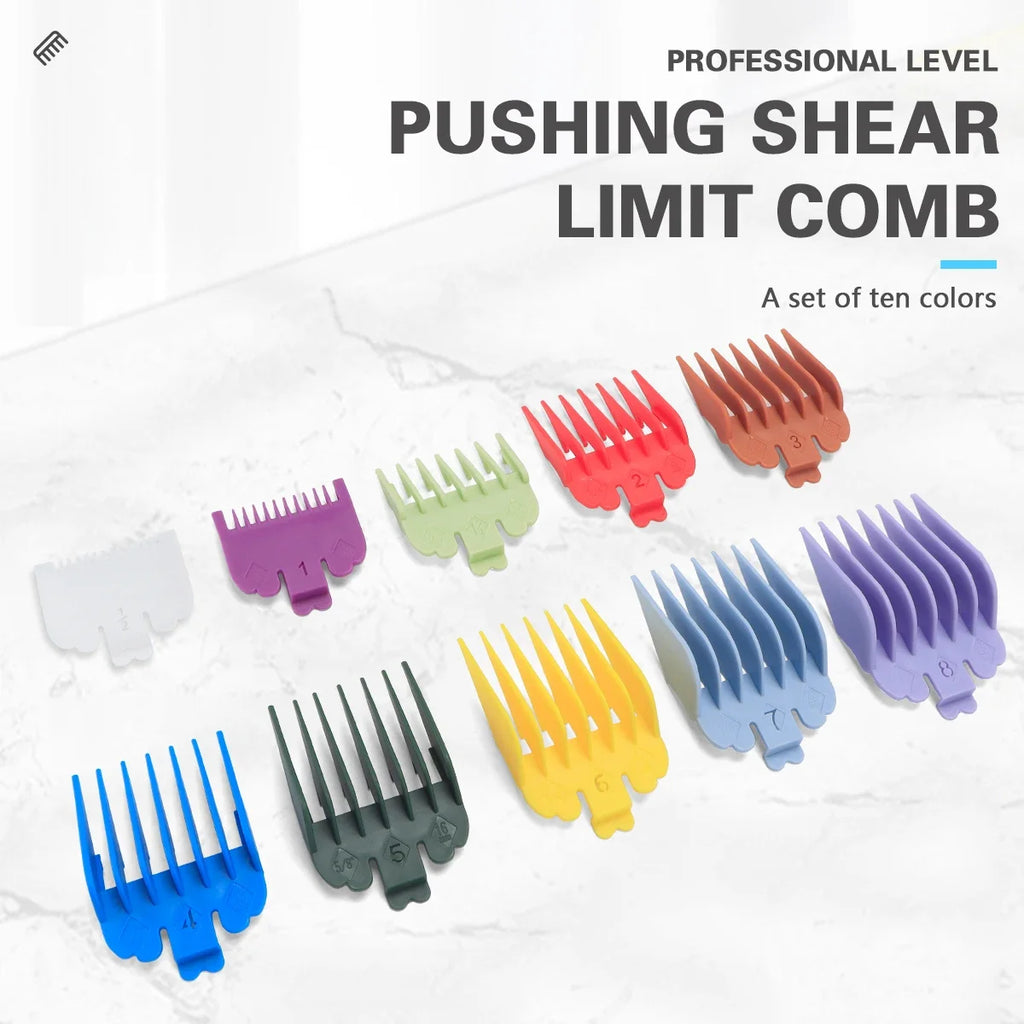 Barber Top 10Pcs/Bag Universal Hair Clipper Limit Comb Guides – Adjustable Trimmer Guards Attachment Set (3-25mm) - Colorful Styling Accessory