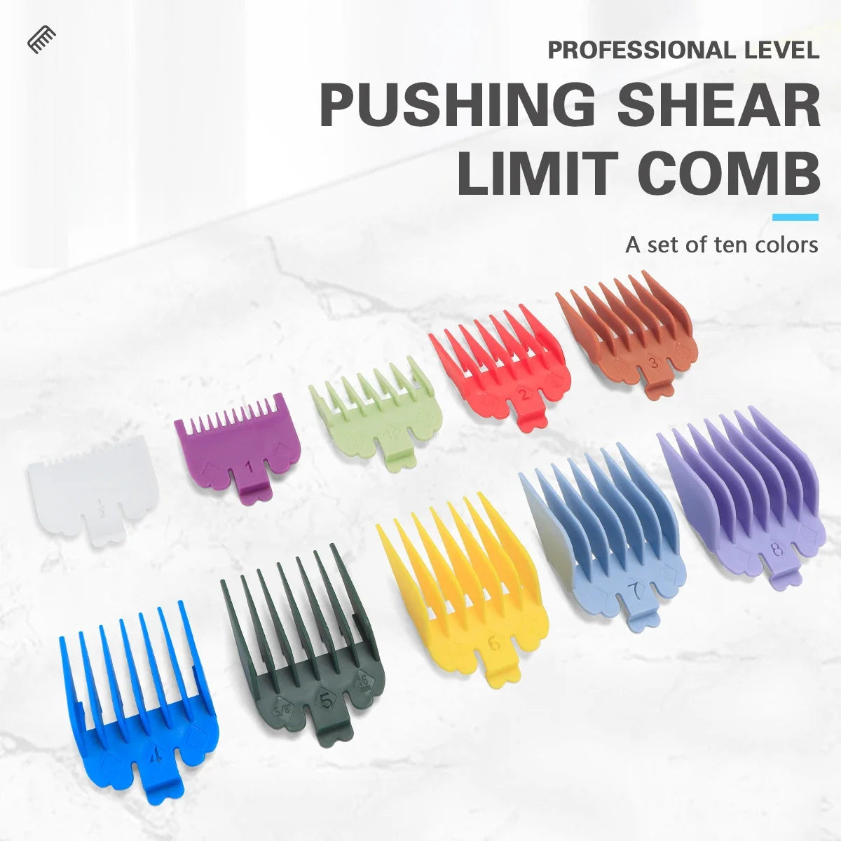 Barber Top 10Pcs/Bag Universal Hair Clipper Limit Comb Guides – Adjustable Trimmer Guards Attachment Set (3-25mm) - Colorful Styling Accessory