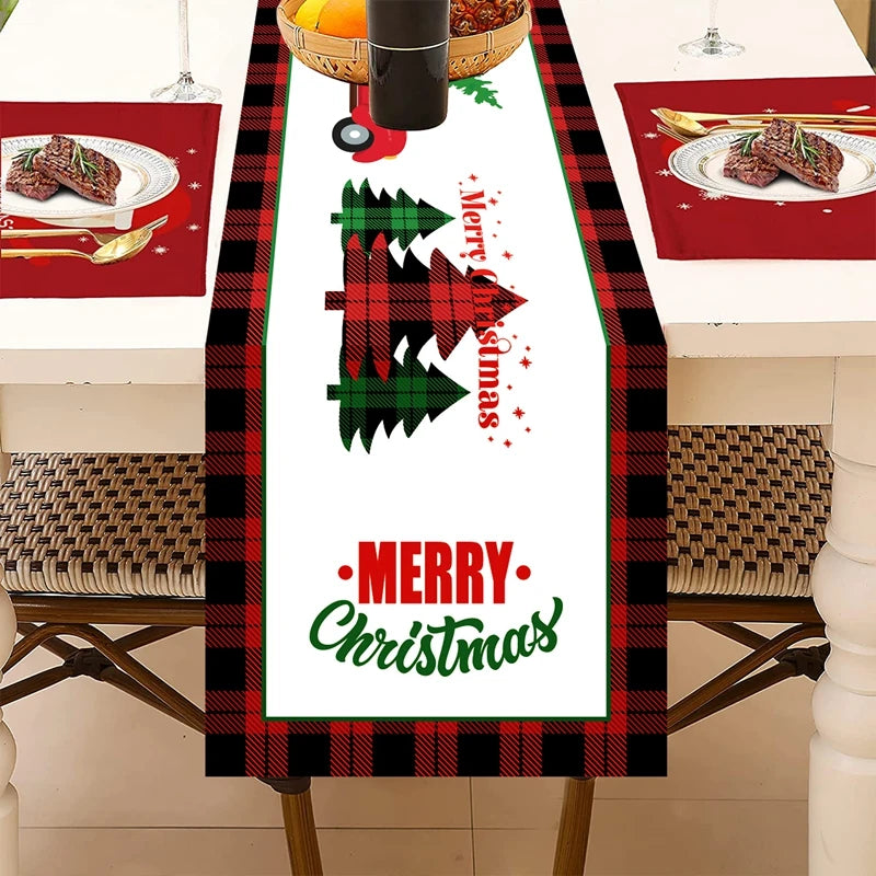 Christmas Table Runner - Merry Christmas Home Decoration Tablecloth Cover for Xmas, New Year Party, and Gifts 2024