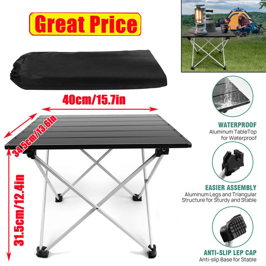 EFAN Ultralight Folding Camping Table - Portable Aluminum Alloy Dinner Desk for Outdoor Picnic, Garden Party, and Camping