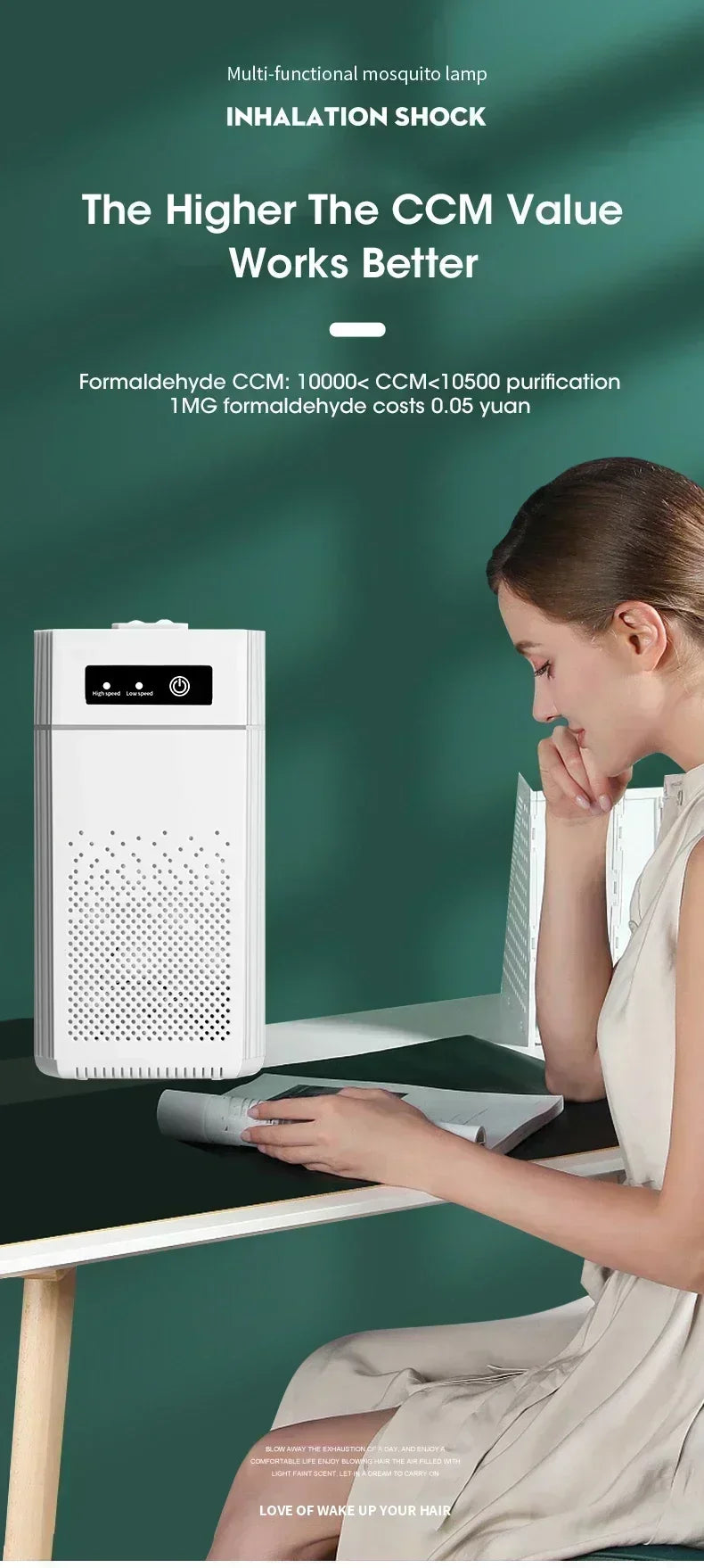 Air Purifier Smoke Odor Negative Ion Generator Air Cleaner for Household HEPA Filter Efficient Purifying Air Smart Formaldehyde