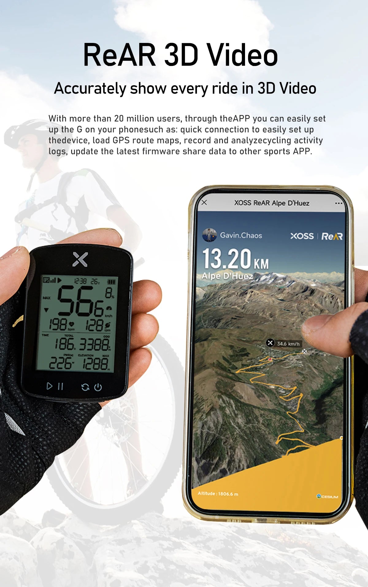 Xoss G+ G2 GPS Bike Computer, Wireless Cycling Speedometer & Odometer with ANT+ for Road & MTB