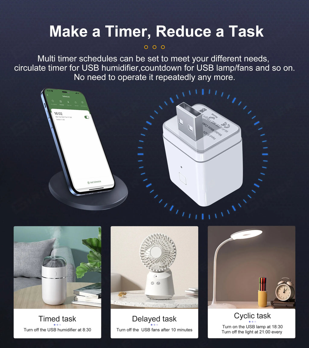 GIRIER Tuya Smart Micro USB Adaptor 5V, WiFi Wireless USB Power Adaptor, Works with Alexa Hey Google for Smart Home Automation