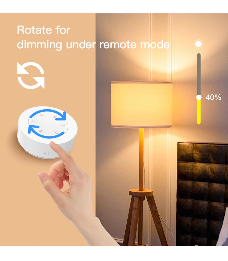 Tuya ZigBee Smart Rotating Knob Switch - DIY Wireless Scene Control, Dimmer Switch for Home Automation, Linkage Remote for Appliances