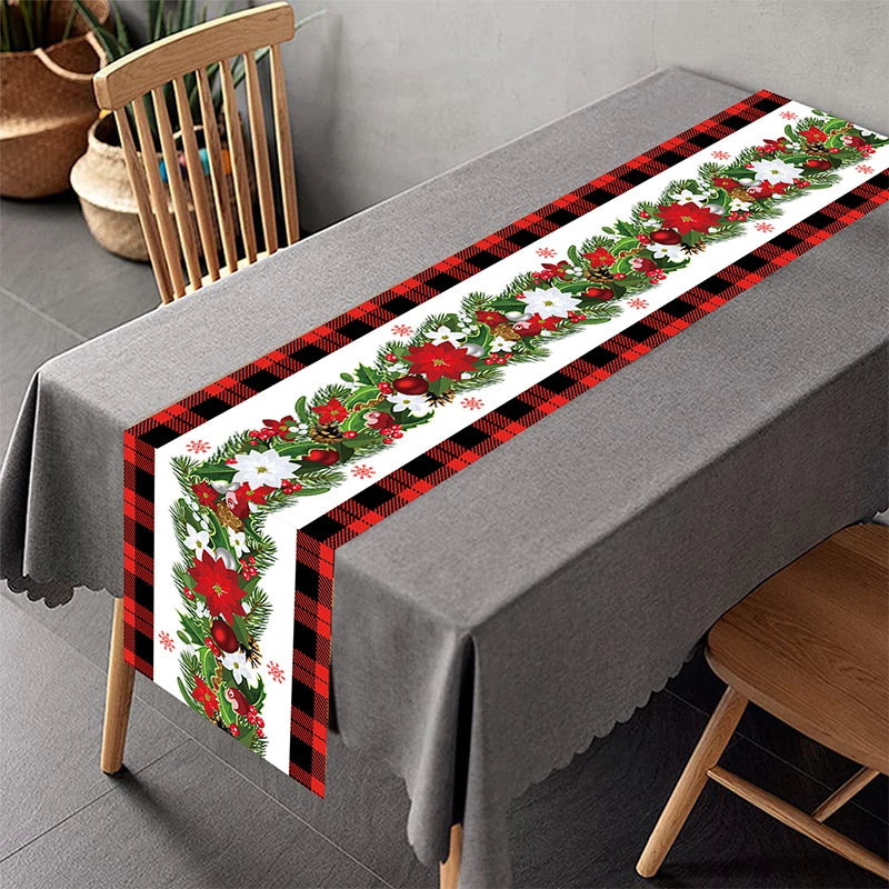 Christmas Table Runner - Merry Christmas Home Decoration Tablecloth Cover for Xmas, New Year Party, and Gifts 2024