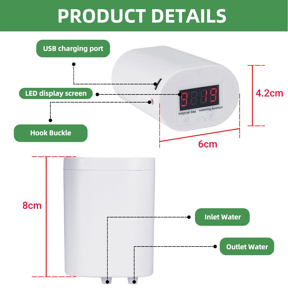 Automatic Plant Watering Pump System - Home Sprinkler Drip Irrigation Kit with Timer and 2/4/8/16 Heads for Garden and Indoor Plants