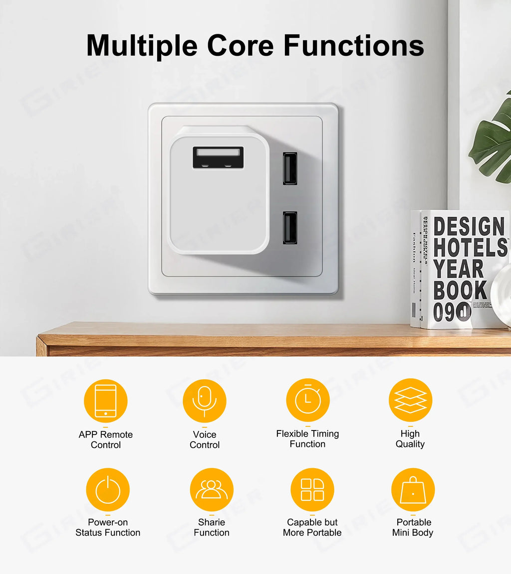 Tuya WiFi Smart Switch 5V Mini USB Power Adapter Works With Alexa Hey Google Alice For Smart Home Automation Micro Charge Socket