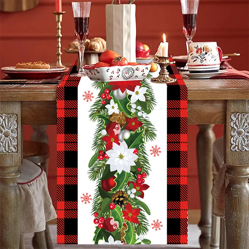 Christmas Table Runner - Merry Christmas Home Decoration Tablecloth Cover for Xmas, New Year Party, and Gifts 2024