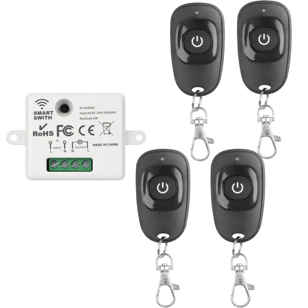 433Mhz Universal Wireless Remote Control Switch 110V 220V 10A Relay Mini Receiver Remote Control For Home Led Light Lamp