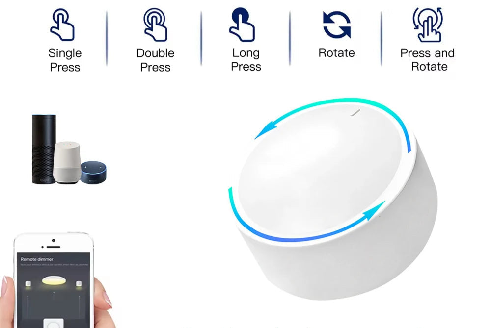 Tuya ZigBee Smart Knob Switch Wireless Scene Button Rotatable Dimmer Switch Home Appliances Automation Linkage Remoter