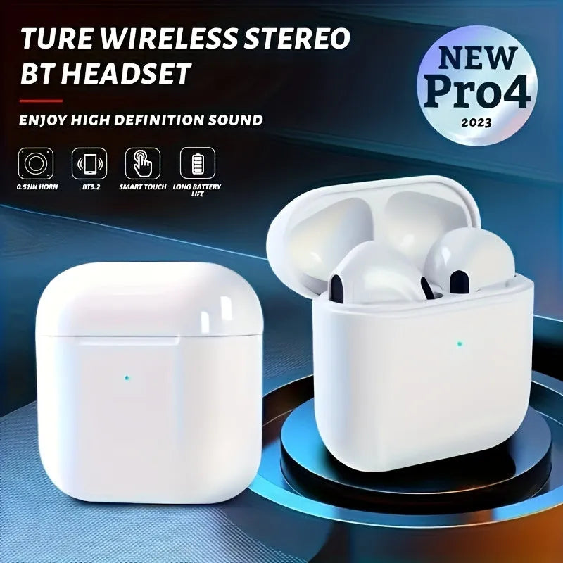 TWS Pro 4 Wireless Earbuds - Bluetooth 5.3 Waterproof Earphones with Noise-Canceling Mic